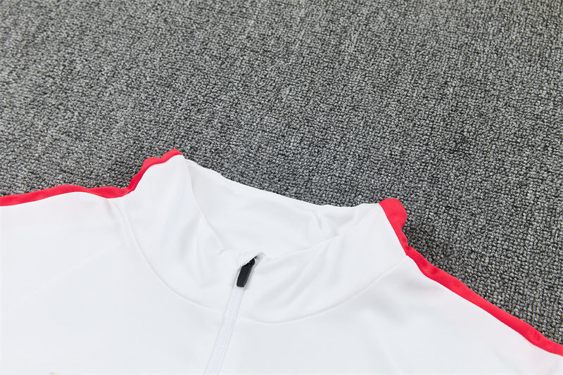 Paris 26/27 White with Orange-Red Training Tracksuit Set