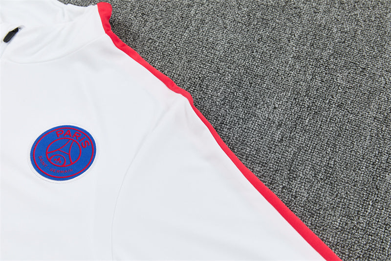 Paris 26/27 White with Orange-Red Training Tracksuit Set