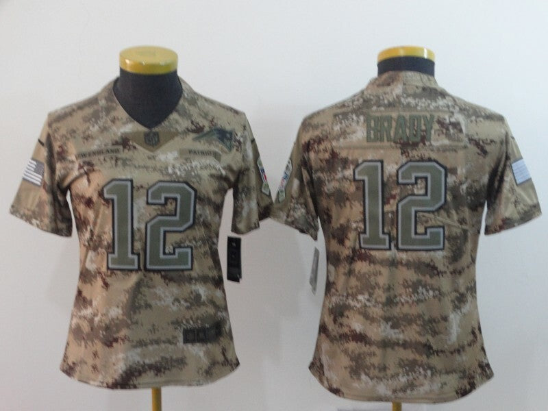 Patriot 2021/22 Brady #12 Camo Print/Gray Women NFL Jersey