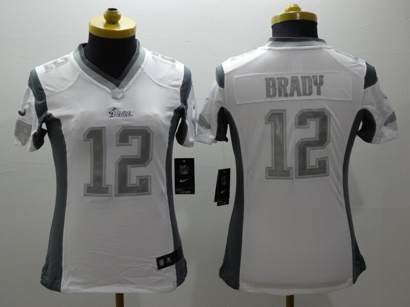 Patriot 2021/22 Brady #12 White/Gray Women NFL Jersey