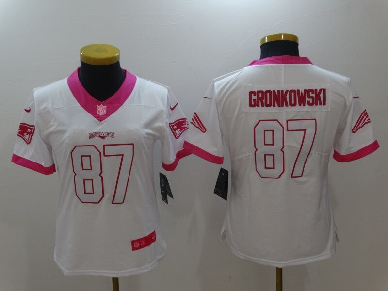 Patriot 2021/22 Gronkowski #87 White/Pink Women NFL Jersey