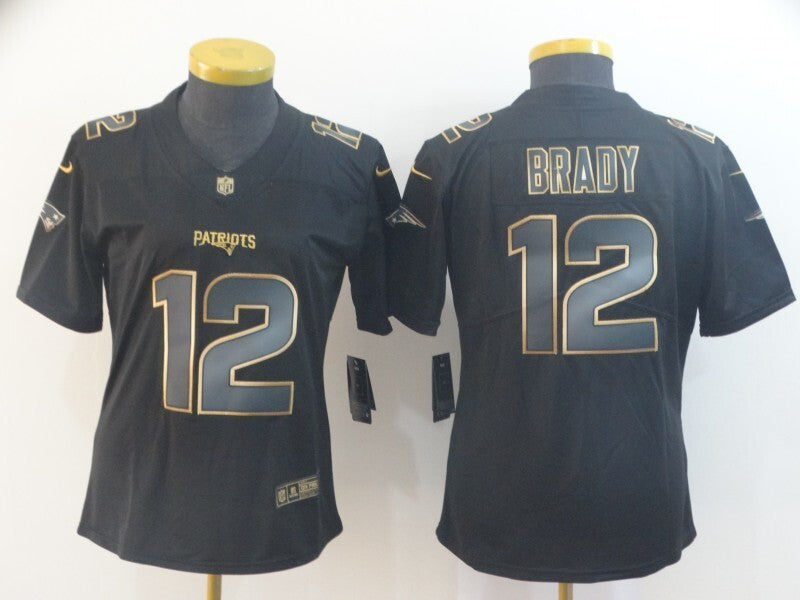 Patriot 2022/23 Brady #12 Black/Gold Women NFL Jersey