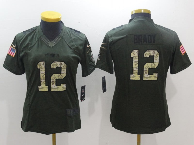Patriot 2022/23 Brady #12 Green/Came Print Women NFL Jersey