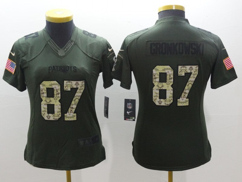 Patriot 2022/23 Gronkowski #87 Green/Came Print Women NFL Jersey
