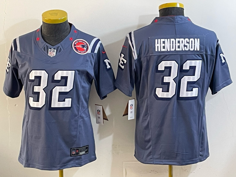 Patriot 25/26 Henderson #32 Storm Blue Women NFL Jersey