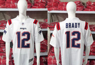 Patriots 25/26 Brady #12 White/Red NFL Game Jersey