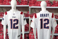 Patriots 25/26 Brady #12 White/Red NFL Game Jersey