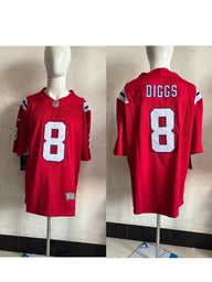 Patriots 25/26 Diggs #8 Red NFL Game Jersey
