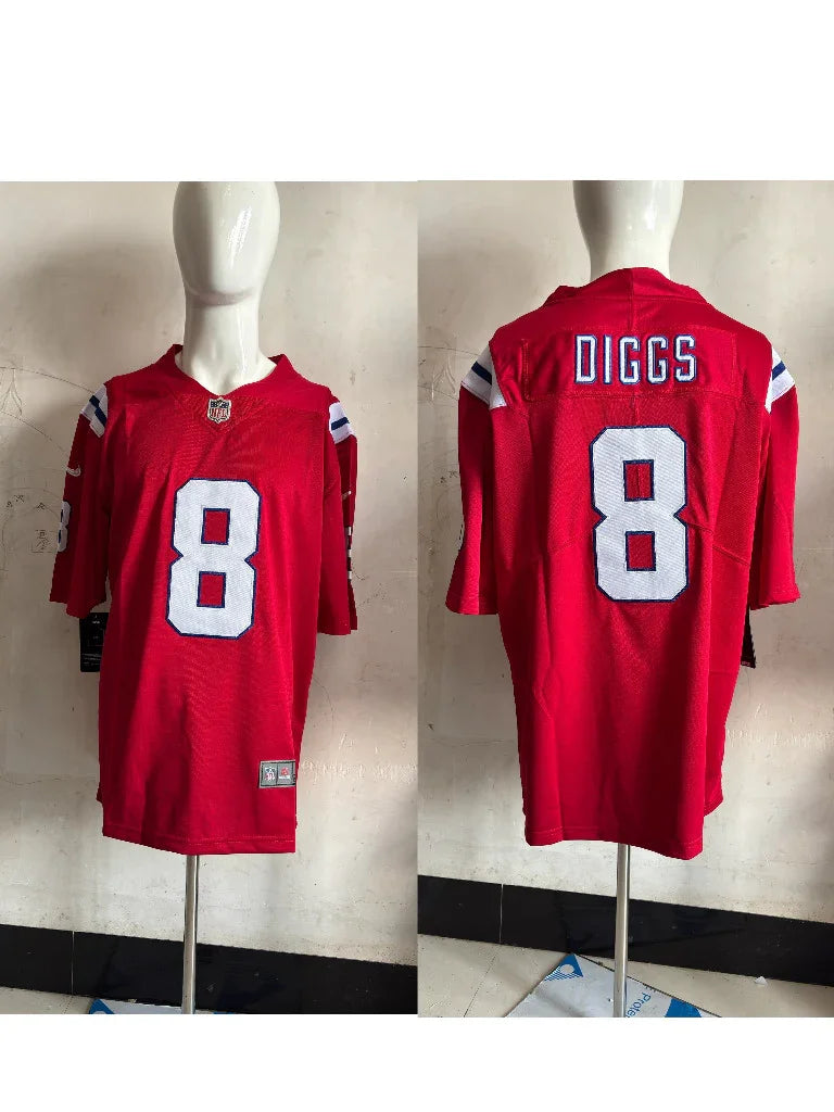 Patriots 25/26 Diggs #8 Red NFL Game Jersey