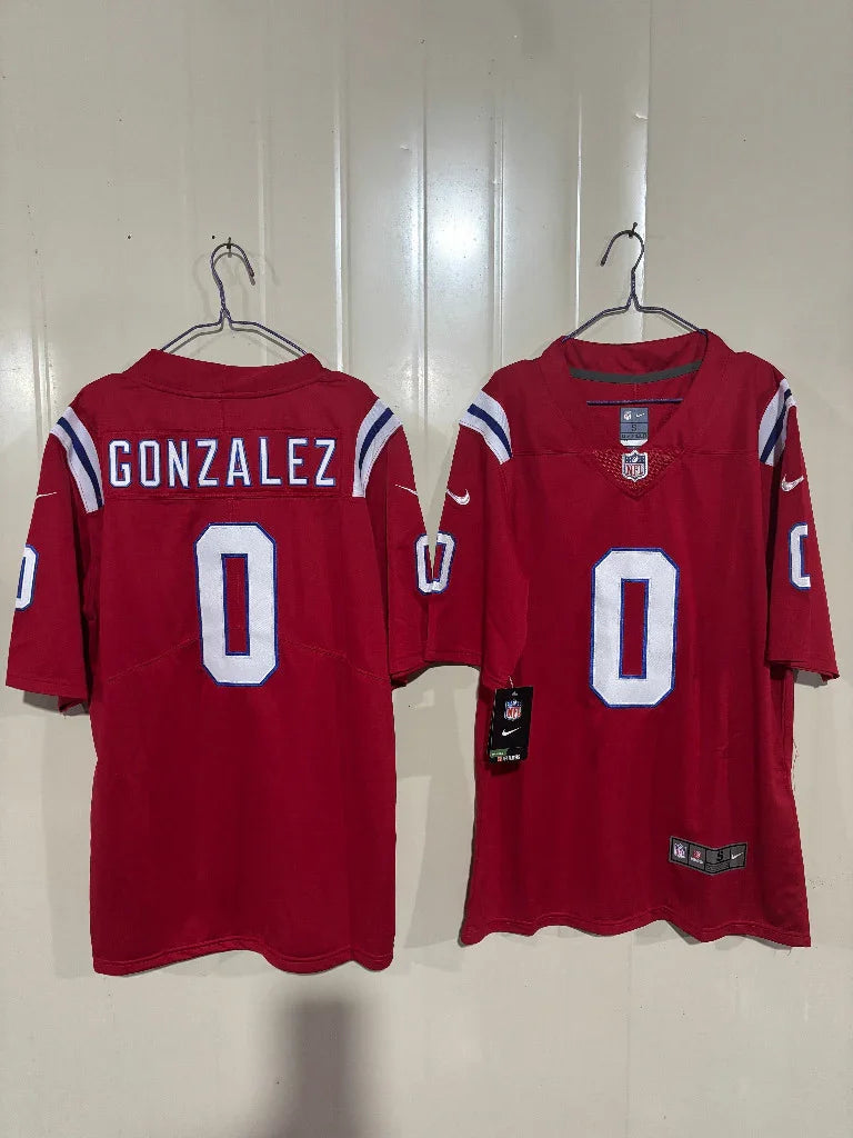 Patriots 25/26 Gonzalez #0 Red NFL Game Jersey