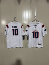 Patriots 25/26 Maye #10 White Game Kids Jersey