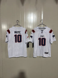 Patriots 25/26 Maye #10 White Game Kids Jersey