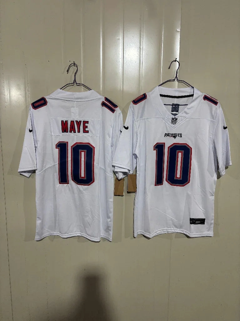 Patriots 25/26 Maye #10 White NFL Game Jersey
