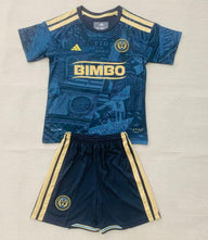 Philadelphia 26/27 Blue/Yellow Stripes Home Kids Jersey Set