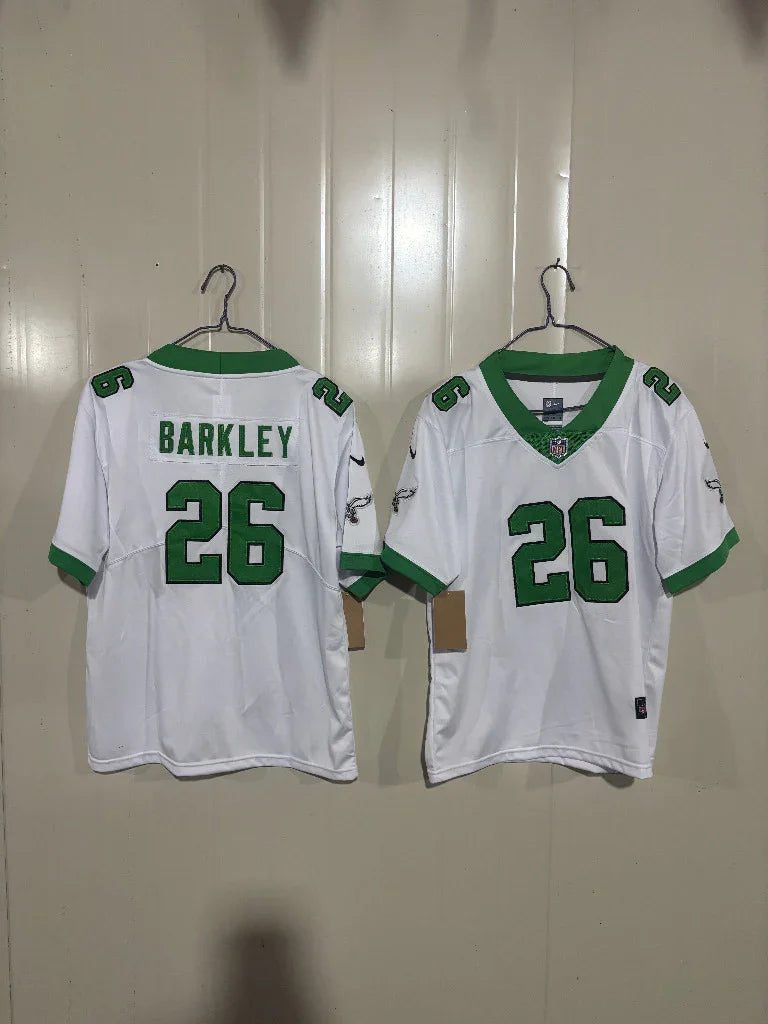 Philadelphia Eagles 25/26 Barkley #26 White/Green NFL Game Kids Jersey
