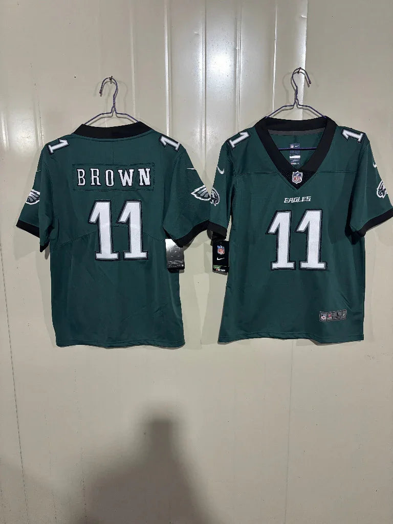 Philadelphia Eagles 25/26 Brown #11 Green/Black NFL Game Kids Jersey