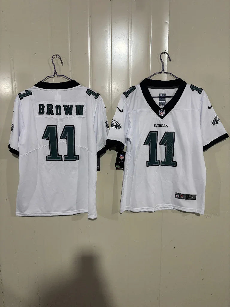 Philadelphia Eagles 25/26 Brown #11 White/Black NFL Game Kids Jersey
