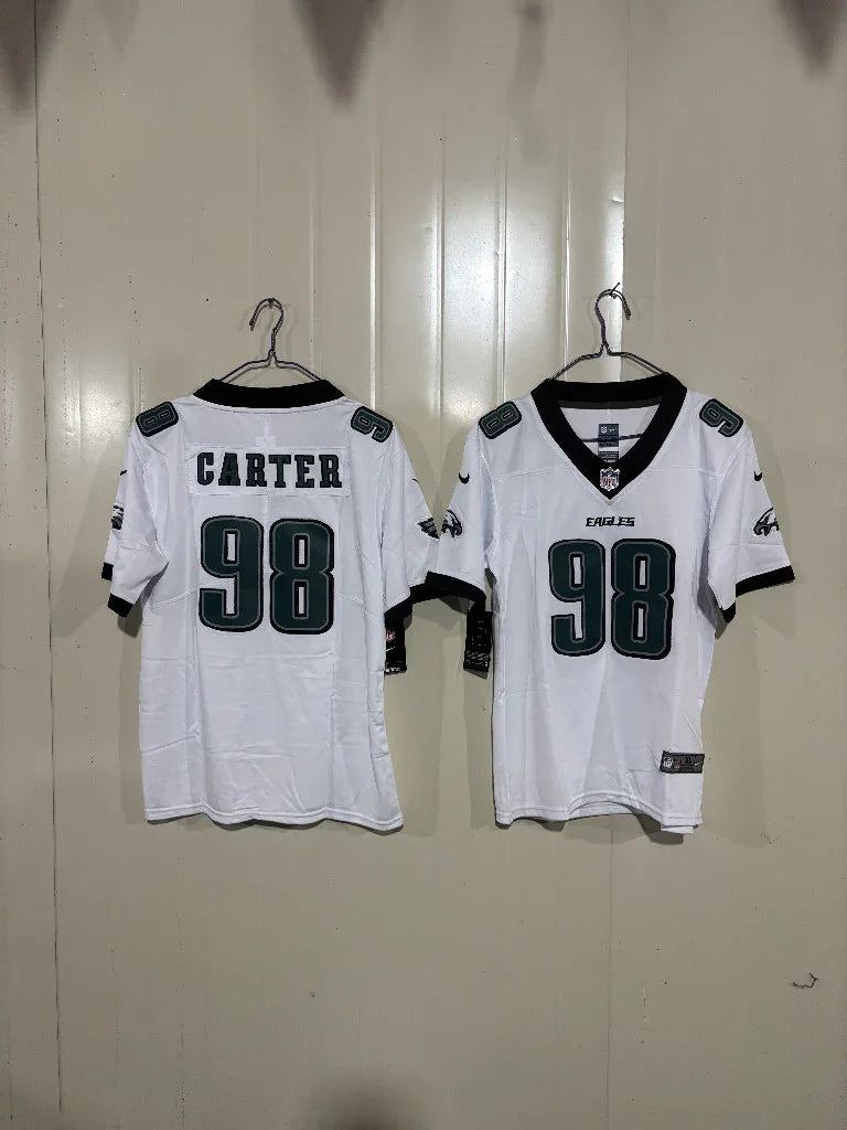 Philadelphia Eagles 25/26 Carter #98 White/Black NFL Game Kids Jersey