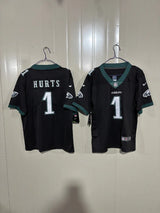 Philadelphia Eagles 25/26 Hurts #1 Black NFL Game Kids Jersey