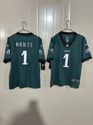 Philadelphia Eagles 25/26 Hurts #1 Green/Black Collar NFL Game Kids Jersey