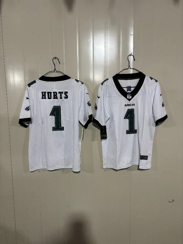 Philadelphia Eagles 25/26 Hurts #1 White/Black NFL Game Kids Jersey