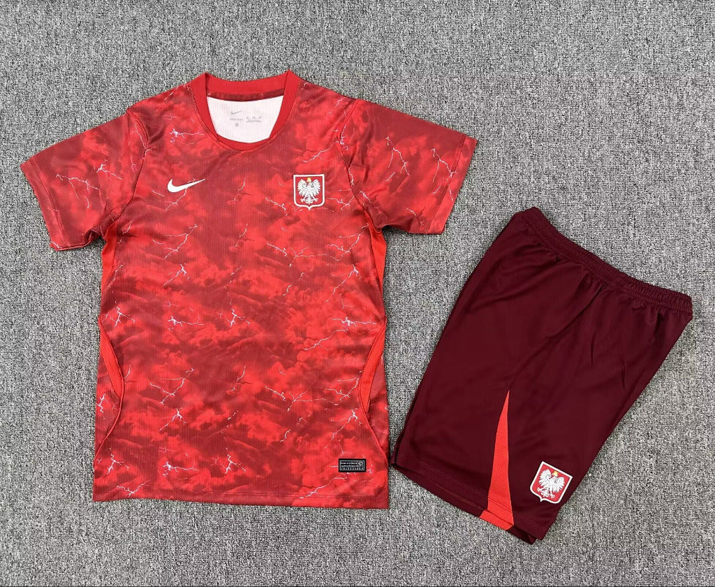 Poland 2026 World Cup Red Away Kids Jersey Set