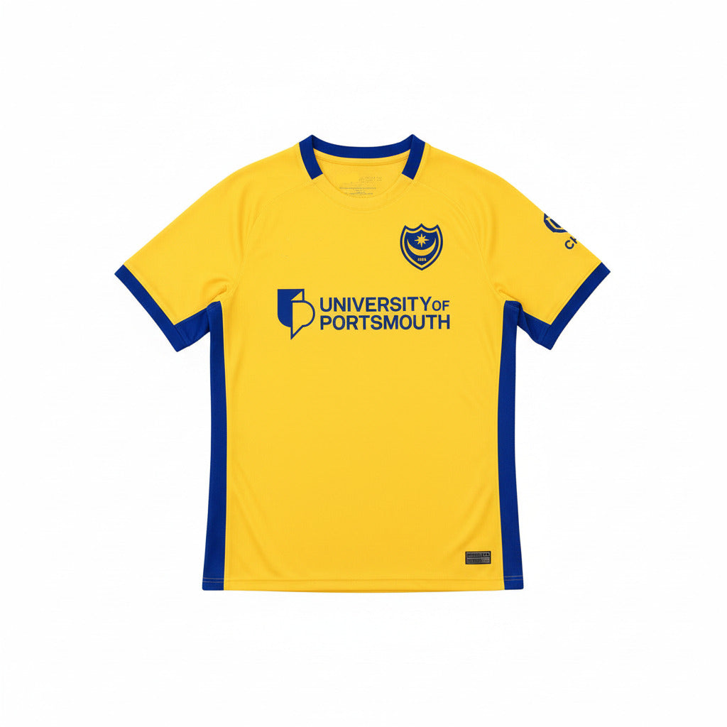Portsmouth 26/27 Yellow with Royal Blue Side Striping Away Jersey