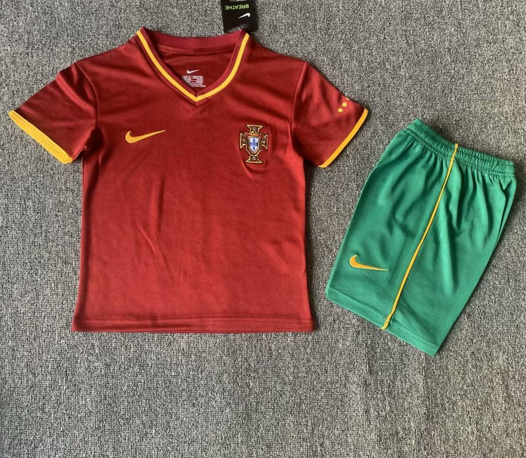 Portugal 2000 Vintage Retro Home Kids Jersey Set