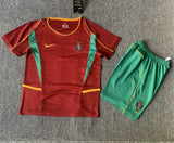 Portugal 2002 Vintage Retro Home Kids Jersey Set