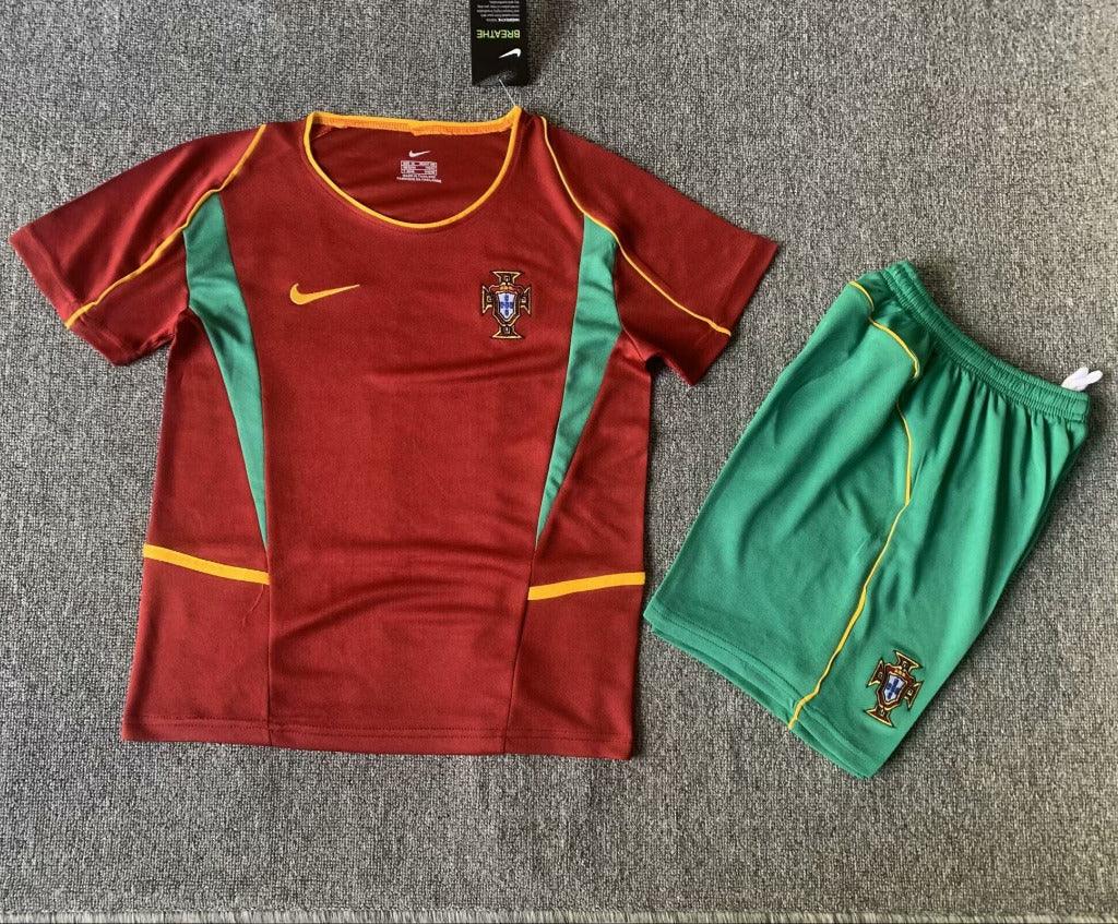 Portugal 2002 Vintage Retro Home Kids Jersey Set