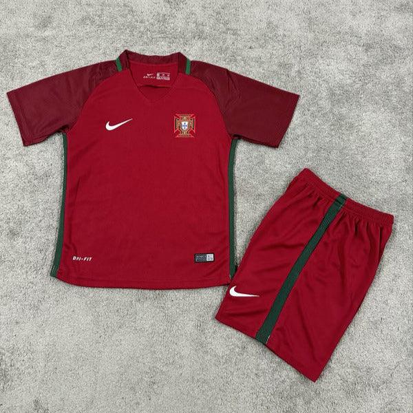 Portugal 2016 Vintage Retro Home Kids Jersey Set