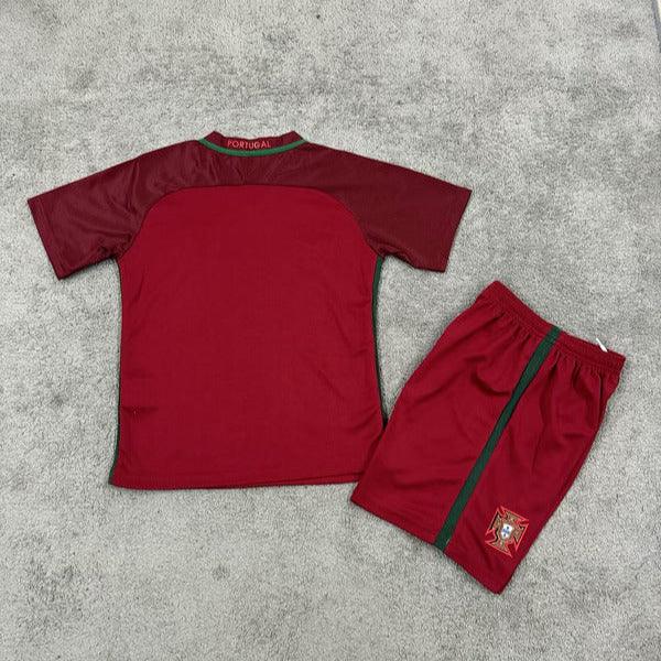 Portugal 2016 Vintage Retro Home Kids Jersey Set