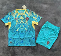 Portugal 2026 Aquatic Blue/Yellow Goalkeeper Kids Jersey Set