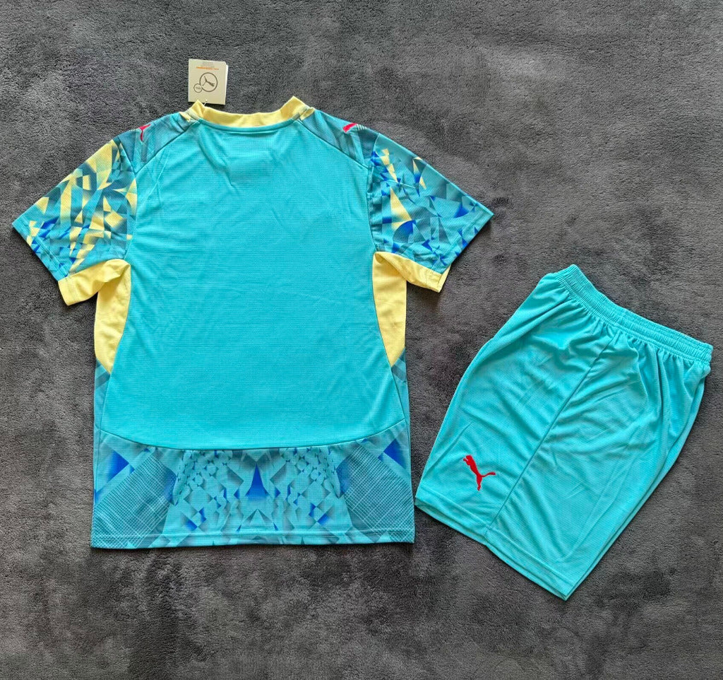 Portugal 2026 Aquatic Blue/Yellow Goalkeeper Kids Jersey Set
