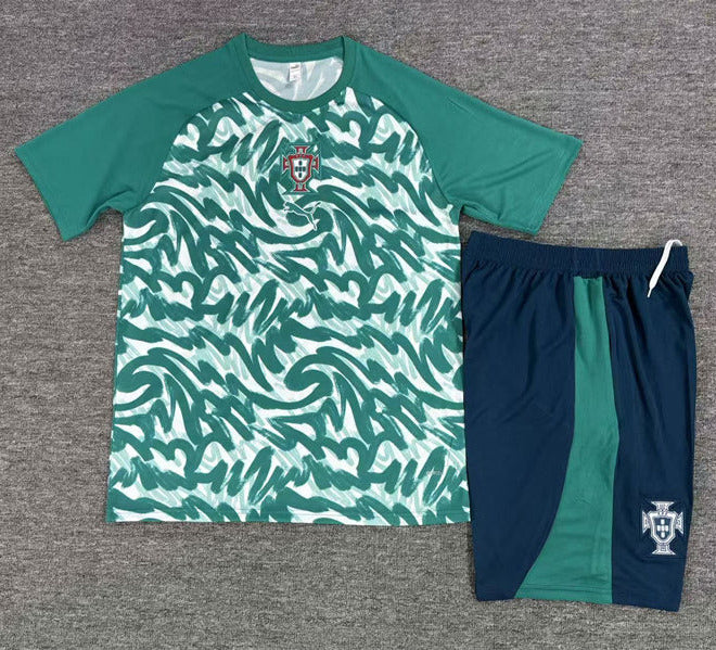 Portugal 2026 Green/White Pre-Matcn Kids Jersey Set