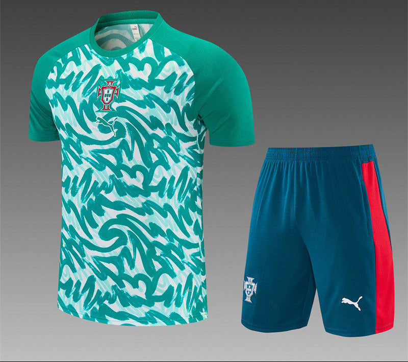 Portugal 2026 Green/White Pre-Matcn Kids Jersey Set