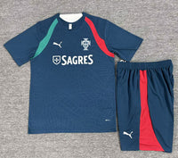Portugal 2026 Red/Dark Blue/Green Pre-Matcn Kids Jersey Set