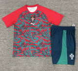 Portugal 2026 Red/Green Pre-Match Kids Jersey Set