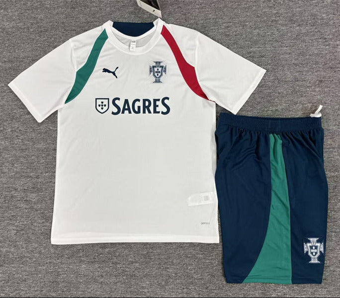 Portugal 2026 White/Dark Blue/Green Training Kids Jersey Set