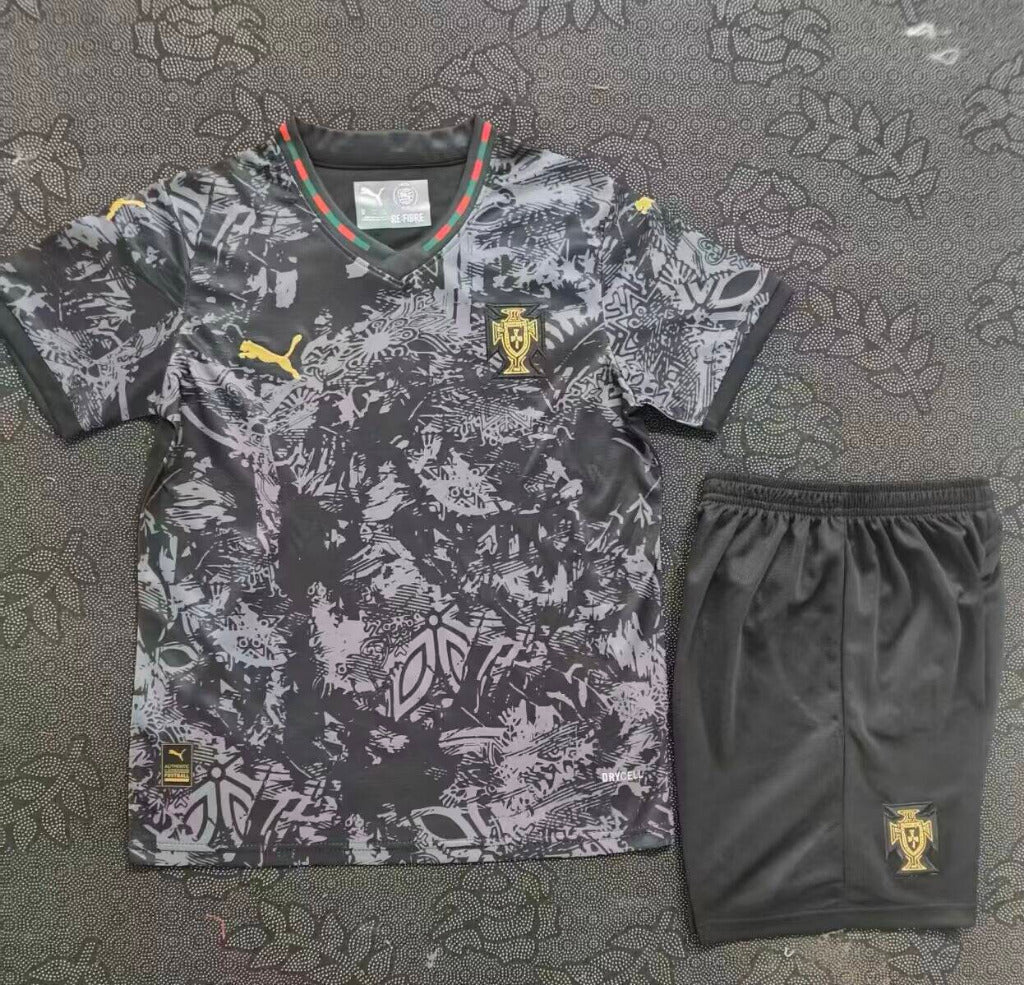 Portugal 25/26 Black/Gold Special Edition Kids Jersey Set