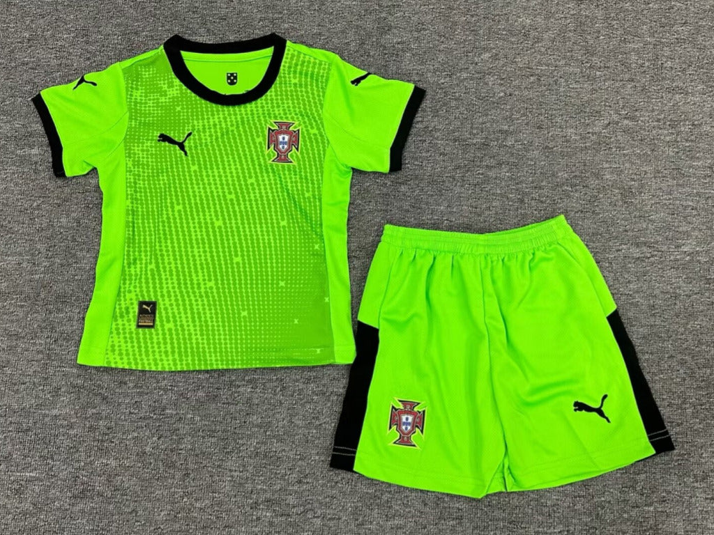 Portugal 25/26 Goalkeeper Kids Green Jersey Set