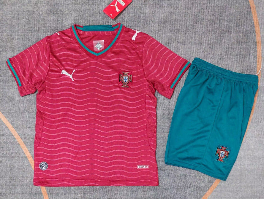 Portugal 25/26 Red/Blue Home Kids Jersey Set