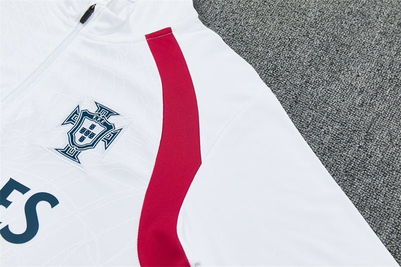Portugal 26/27 White and Green with Red Shoulder Training Tracksuit Set