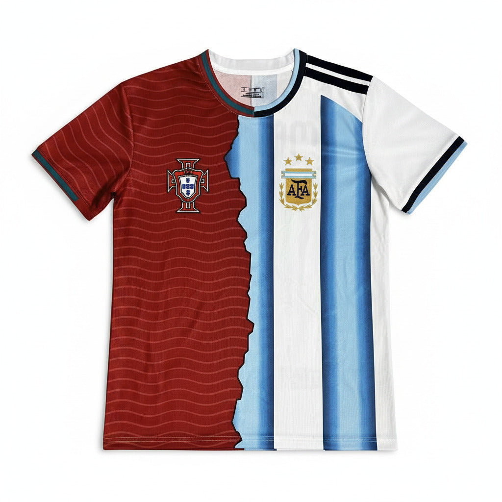 Portugal and Argentina 26/27 Red/Blue/White MESSI and RONALDO Jersey