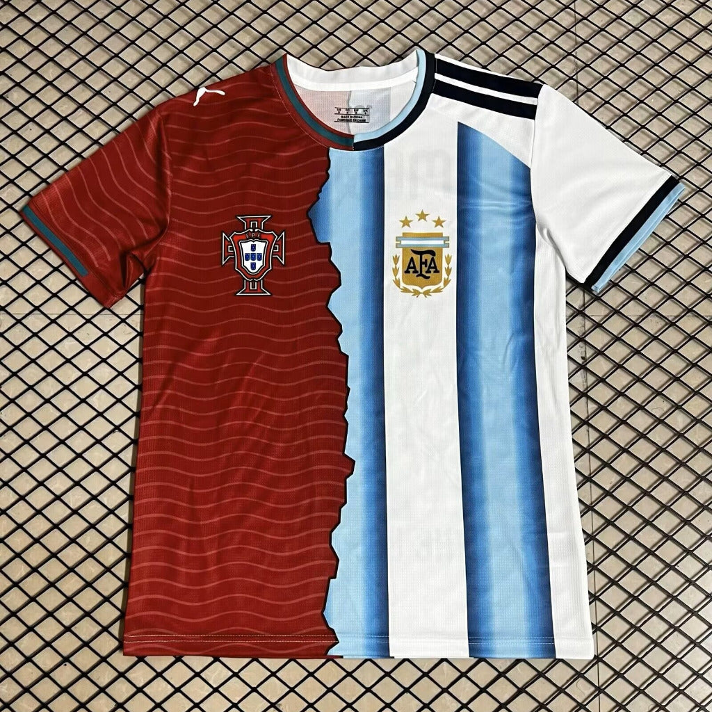 Portugal and Argentina 26/27 Red/Blue/White MESSI and RONALDO Jersey
