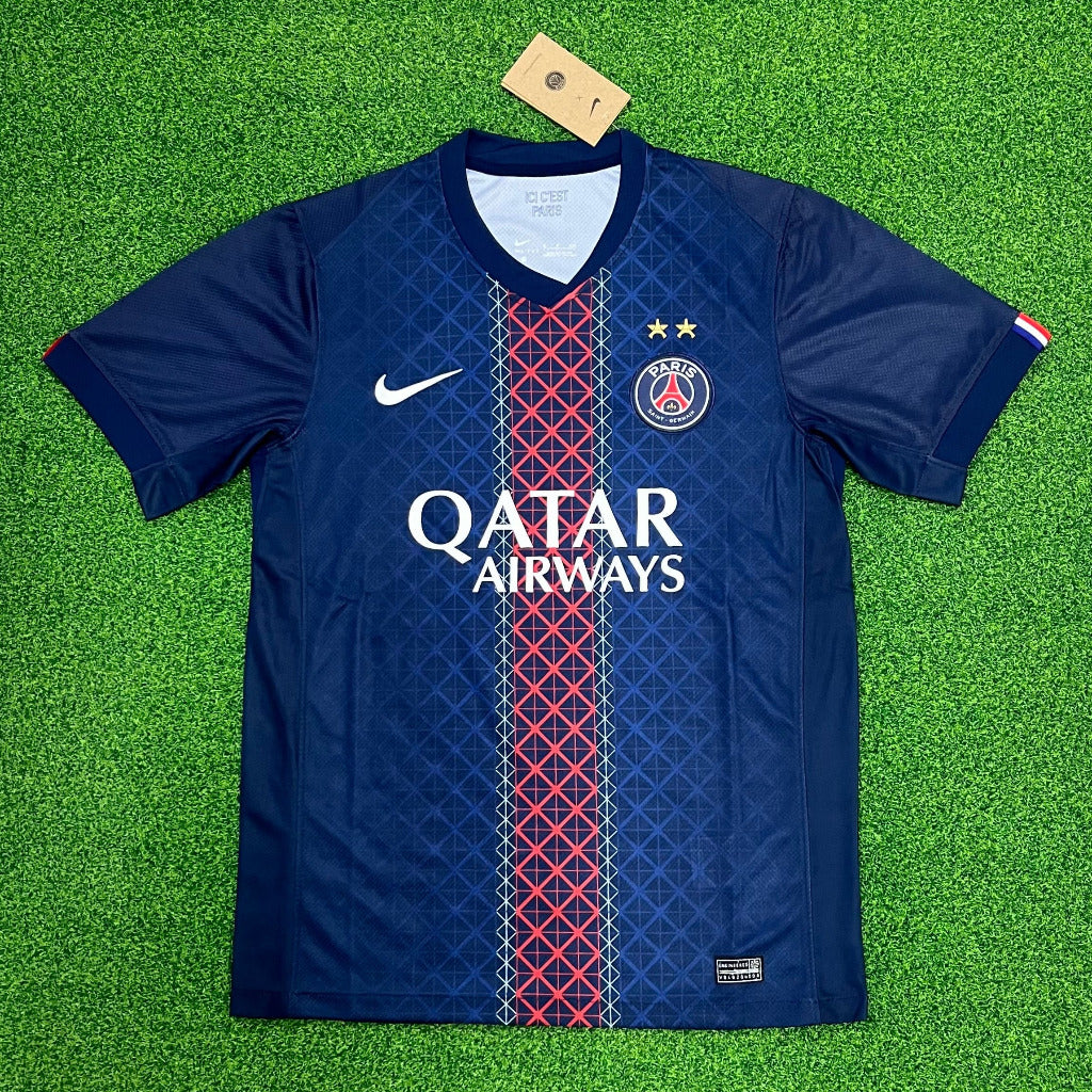 PSG 25/26 2 Star Navy/Red/White Central Stripe Home Jersey