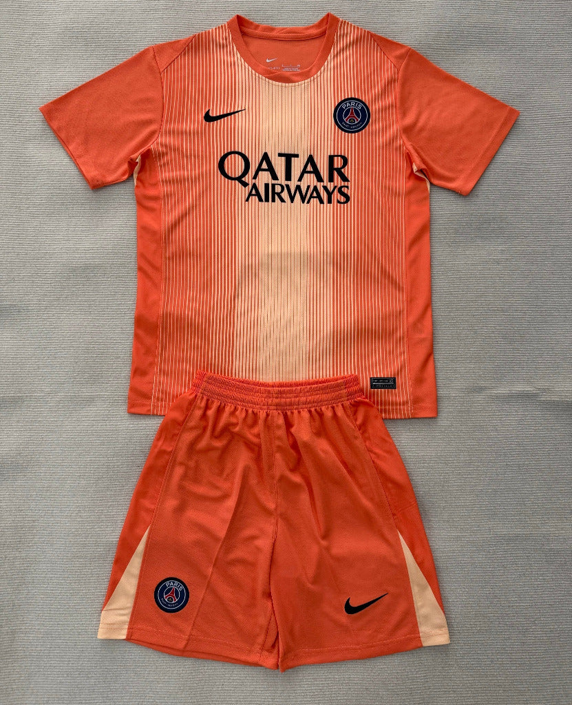 PSG 25/26 Orange Goalkeeper Kids Jersey Set