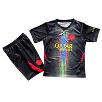 PSG 26/27 Black/Multicolor Central Stripe 4th Kids Jersey Set
