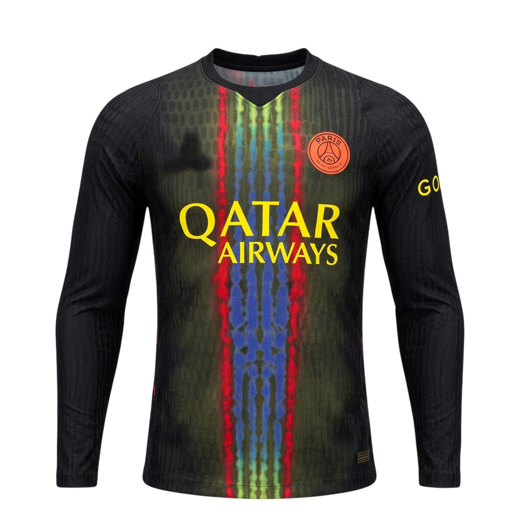 PSG 26/27 Black/Multicolor Central Stripe Third Long Sleeve Jersey