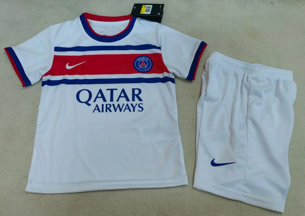 PSG 26/27 Red/Blue Horizontal Stripe Training Kids Jersey Set